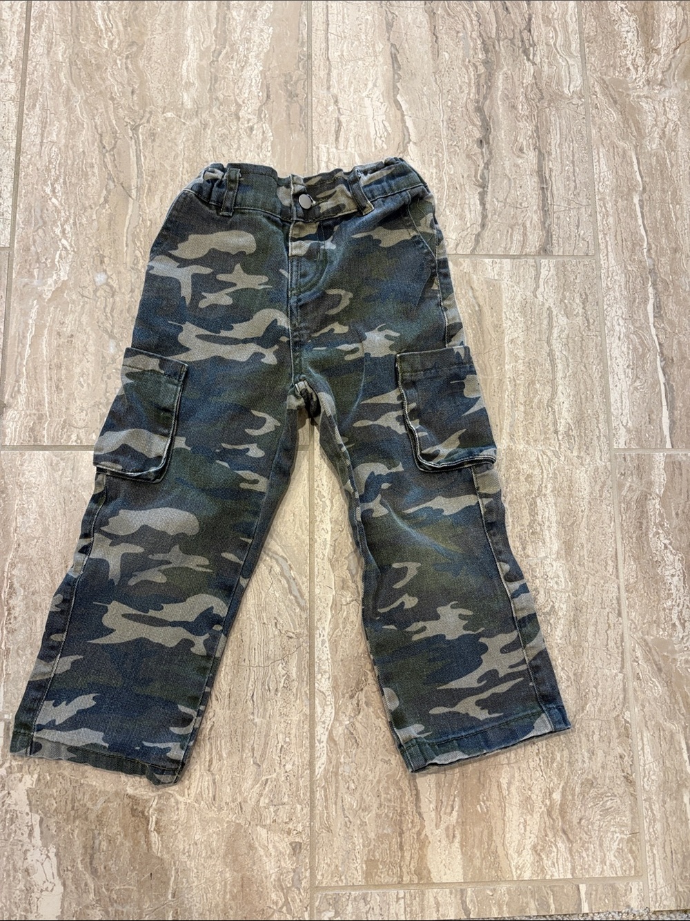 Kids Camo Cargo Pants - Green Camo